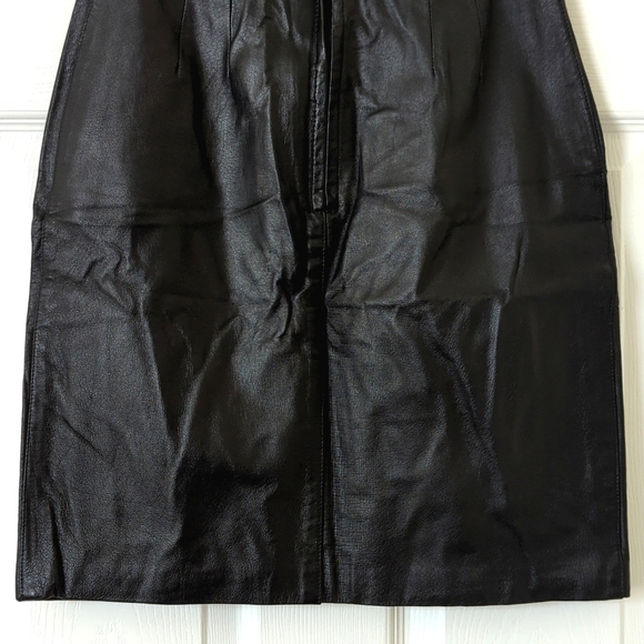 Bagatelle 90's Vintage Genuine Leather High Waisted A-Line Mini Skirt Black 4 - Picture 13 of 13